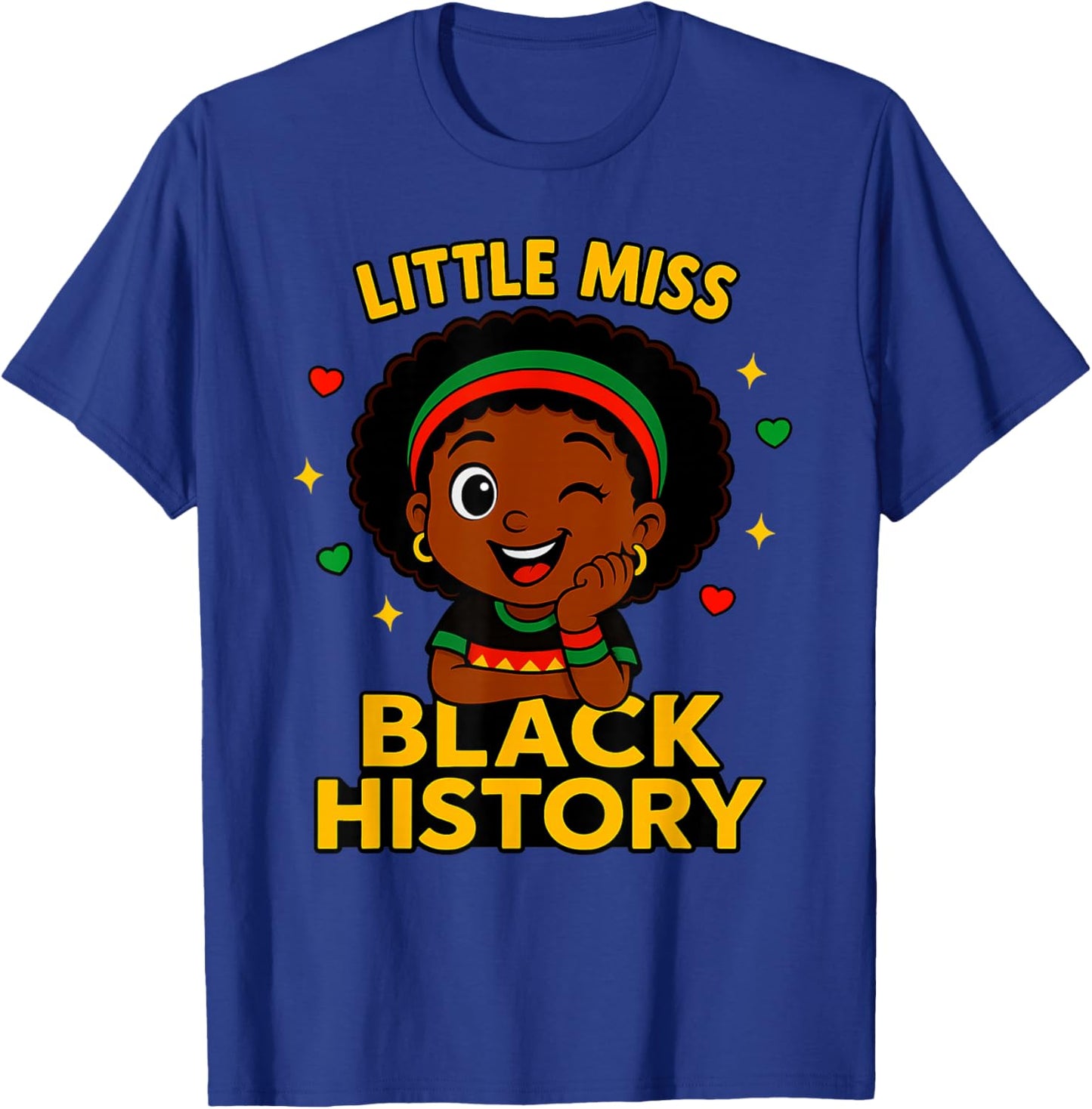 Little Miss Black History Month 2026 Cute Afro Girl Design T-Shirt - T-Shirt | Royal