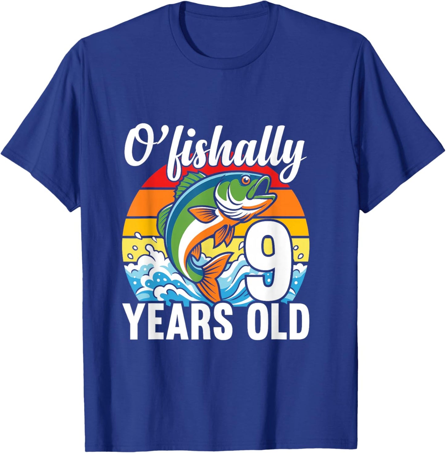 Ofishally 9 Years Old Fisherman 9th Birthday Party Fishing T-Shirt - T-Shirt | Royal