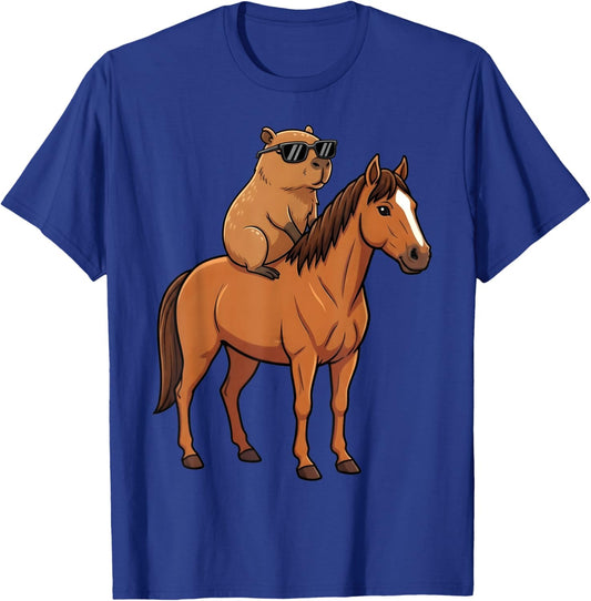 Capybara Horse Lover Cute Graphic Girls Horseback Riding T-Shirt - T-Shirt | Royal