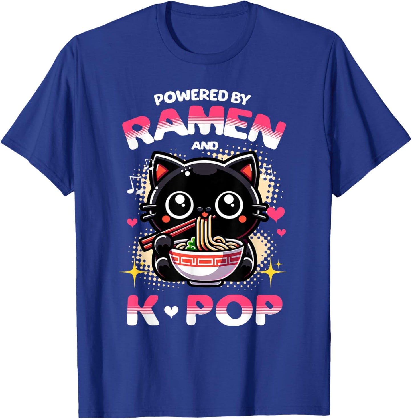 Powered by Ramen and K Pop Funny Anime Korean Music Manga T-Shirt - T-Shirt | Royal
