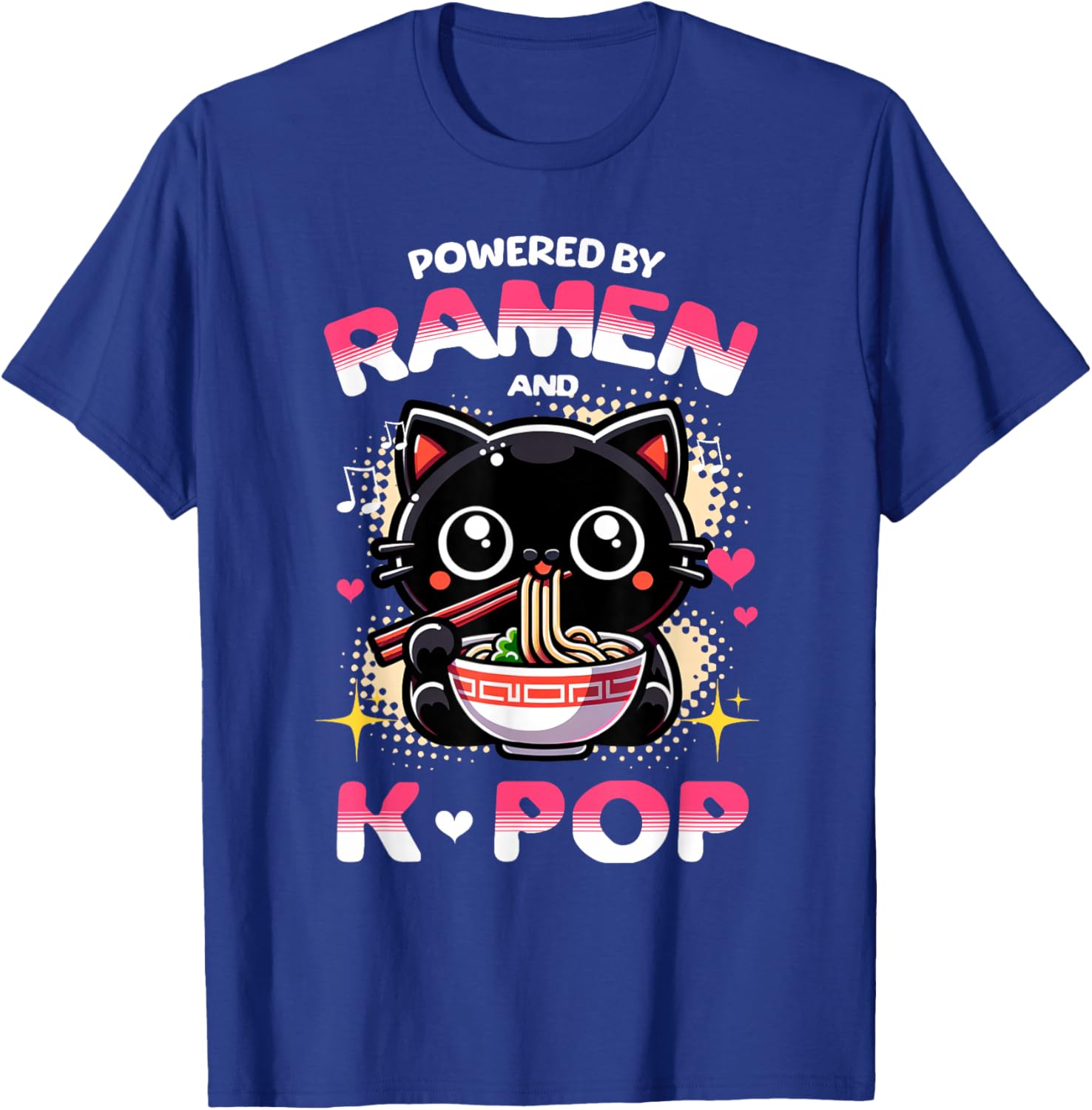 Powered by Ramen and K Pop Funny Anime Korean Music Manga T-Shirt - T-Shirt | Royal