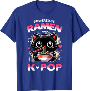 Powered by Ramen and K Pop Funny Anime Korean Music Manga T-Shirt - T-Shirt | Royal