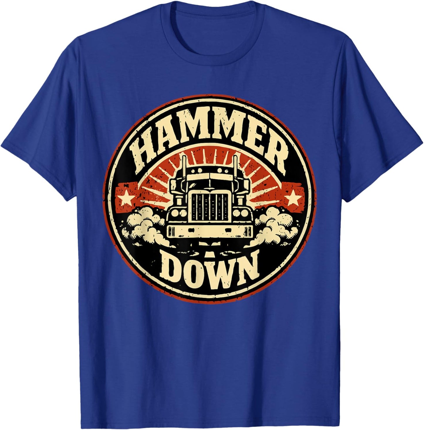 Hammer Down Trucker Power Graphic Design T-Shirt - T-Shirt | Royal