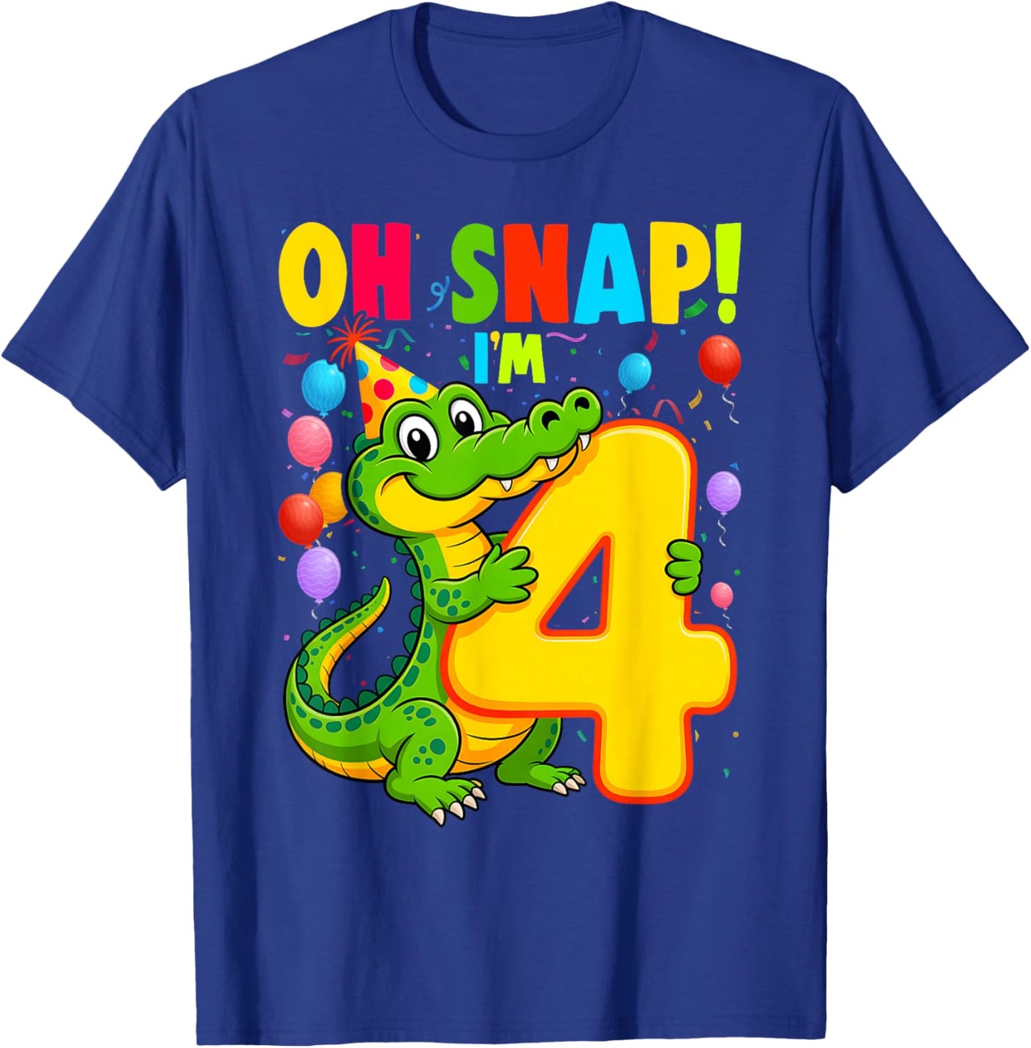 4 Year Old Alligator Birthday Crocodile Gator 4th T-Shirt - T-Shirt | Royal
