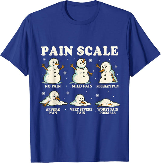 Christmas Pain Scale Snowman Funny Nurse ICU Nurse Xmas Pjs T-Shirt - T-Shirt | Royal