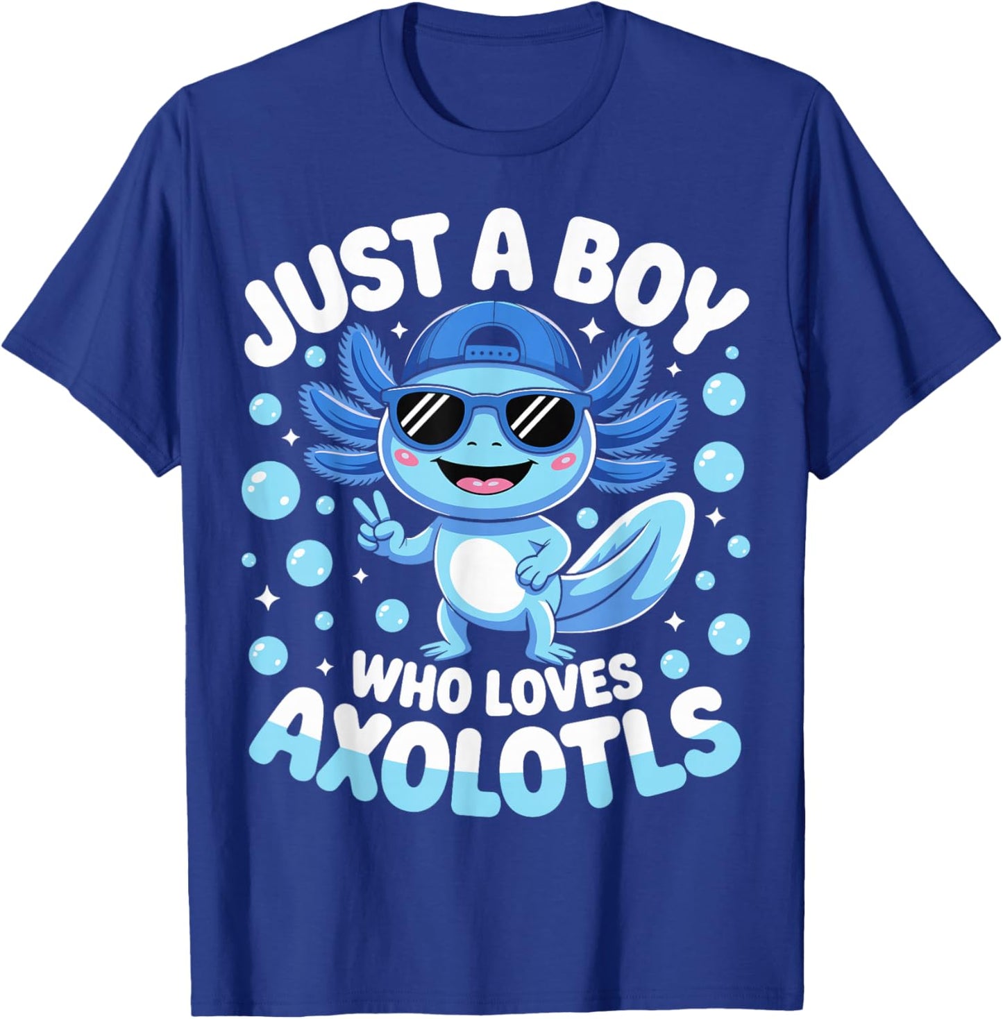 Just A Boy Who Loves Axolotls Cute Axolotl Kids Boys T-Shirt - T-Shirt | Royal