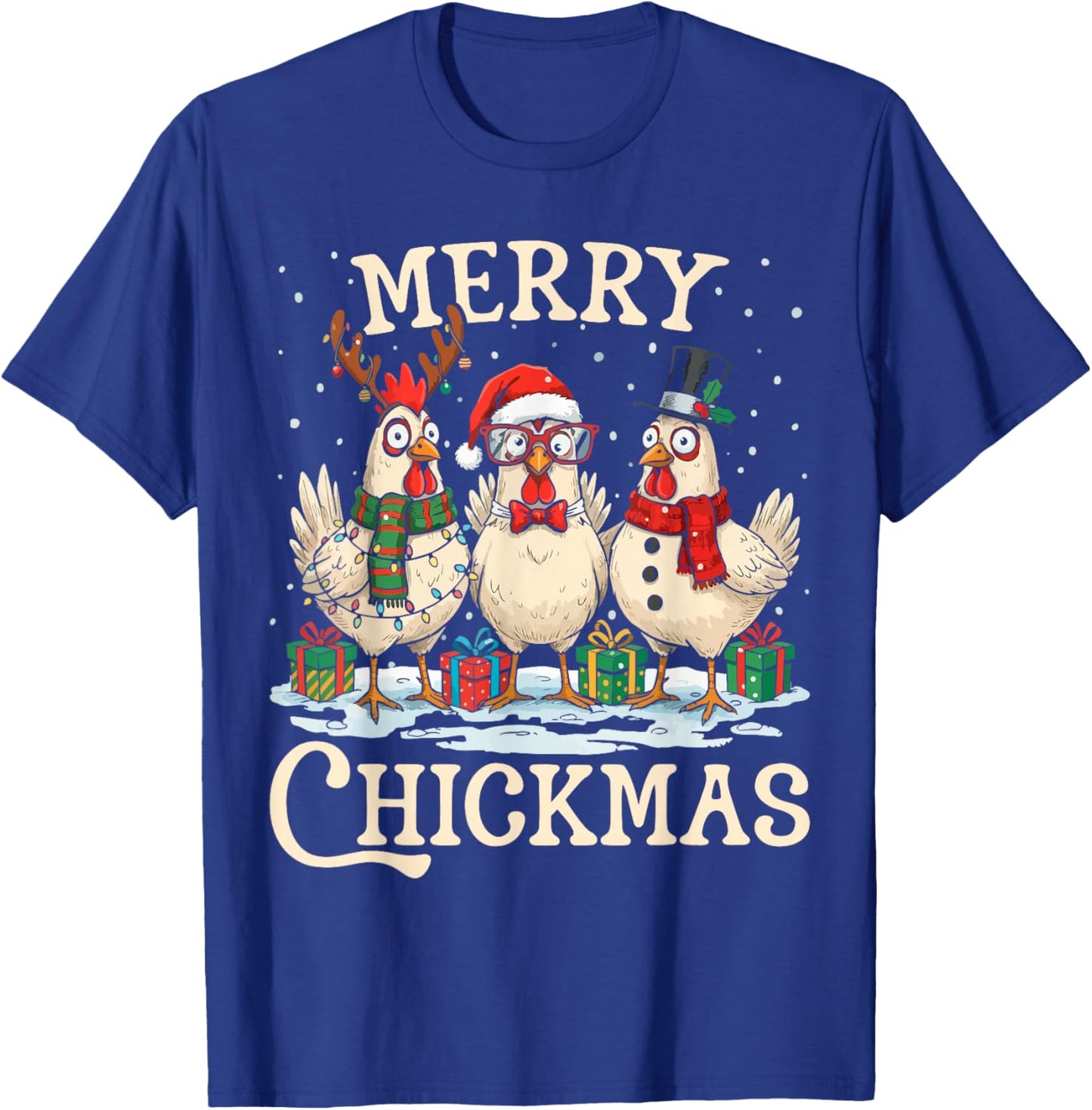 Chicken Christmas Santa Hat Merry Chickmas Xmas Farm Animal T-Shirt - T-Shirt | Royal