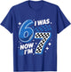 Blue Checkered I was 6 Now I'm 7 Funny 67 Birthday Boys T-Shirt - T-Shirt | Royal
