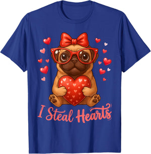 Pug Valentines Day Dog Lover Heart T-Shirt - T-Shirt | Royal