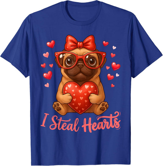 Pug Valentines Day Dog Lover Heart T-Shirt - T-Shirt | Royal