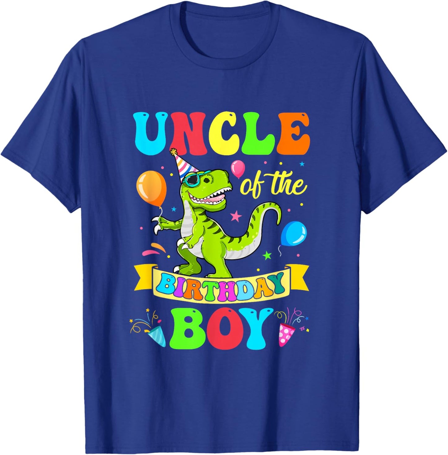 Uncle of The Birthday Boy T-Rex Dinosaur Birthday T-Shirt - T-Shirt | Royal