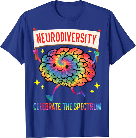 Neurodiversity Brain Spectrum Autism Awareness ADHD Men Kids T-Shirt - T-Shirt | Royal