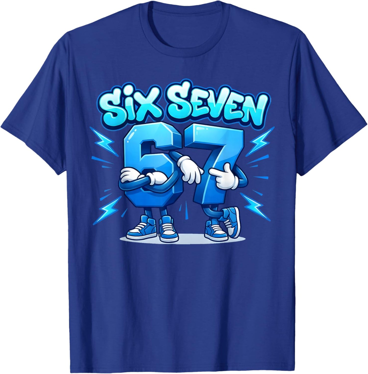 Six Seven 67 Meme Brainrot Blue Kids Women Men Boys T-Shirt - T-Shirt | Royal