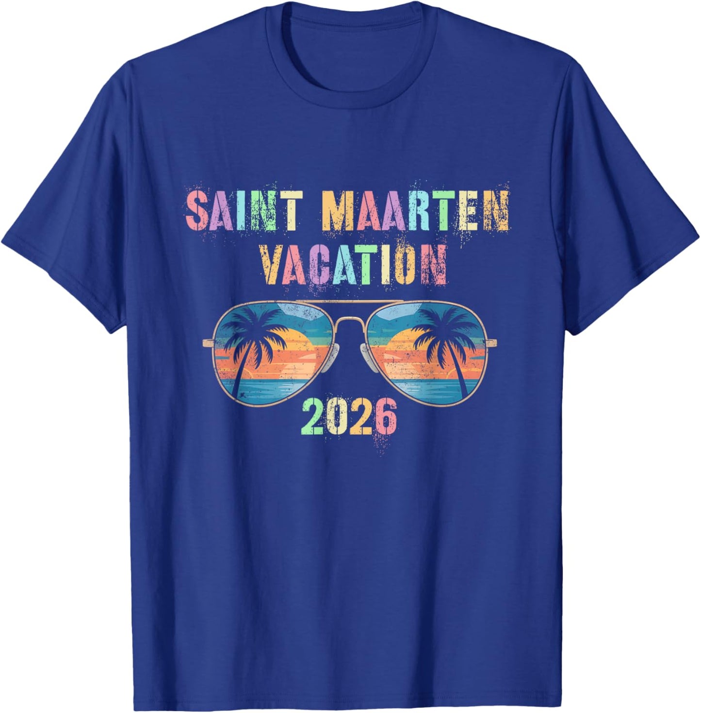 Vintage Saint Maarten Vacation 2026 Trip Beaching Vacay T-Shirt - T-Shirt | Royal