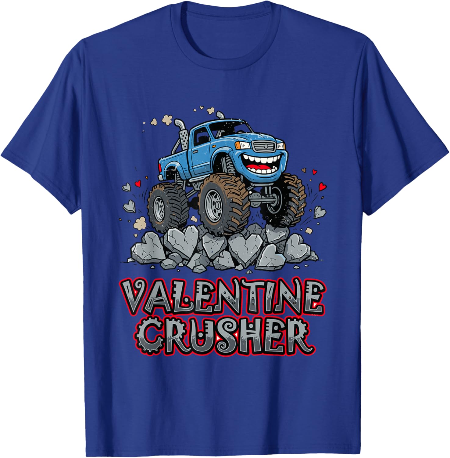 Valentine Crusher Monster Truck for Kids Boys Valentines T-Shirt - T-Shirt | Royal