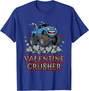 Valentine Crusher Monster Truck for Kids Boys Valentines T-Shirt - T-Shirt | Royal