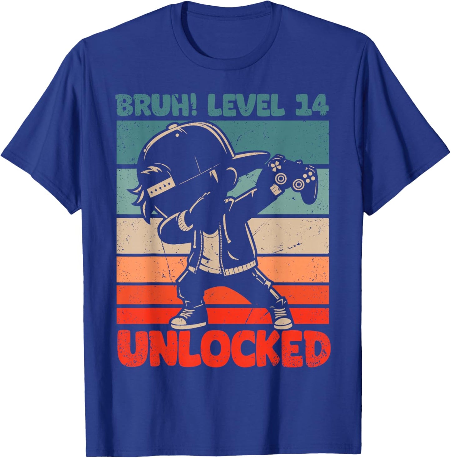 Bruh Level 14 Unlocked 14 Year Old 14th Birthday Dabbing Boy T-Shirt - T-Shirt | Royal
