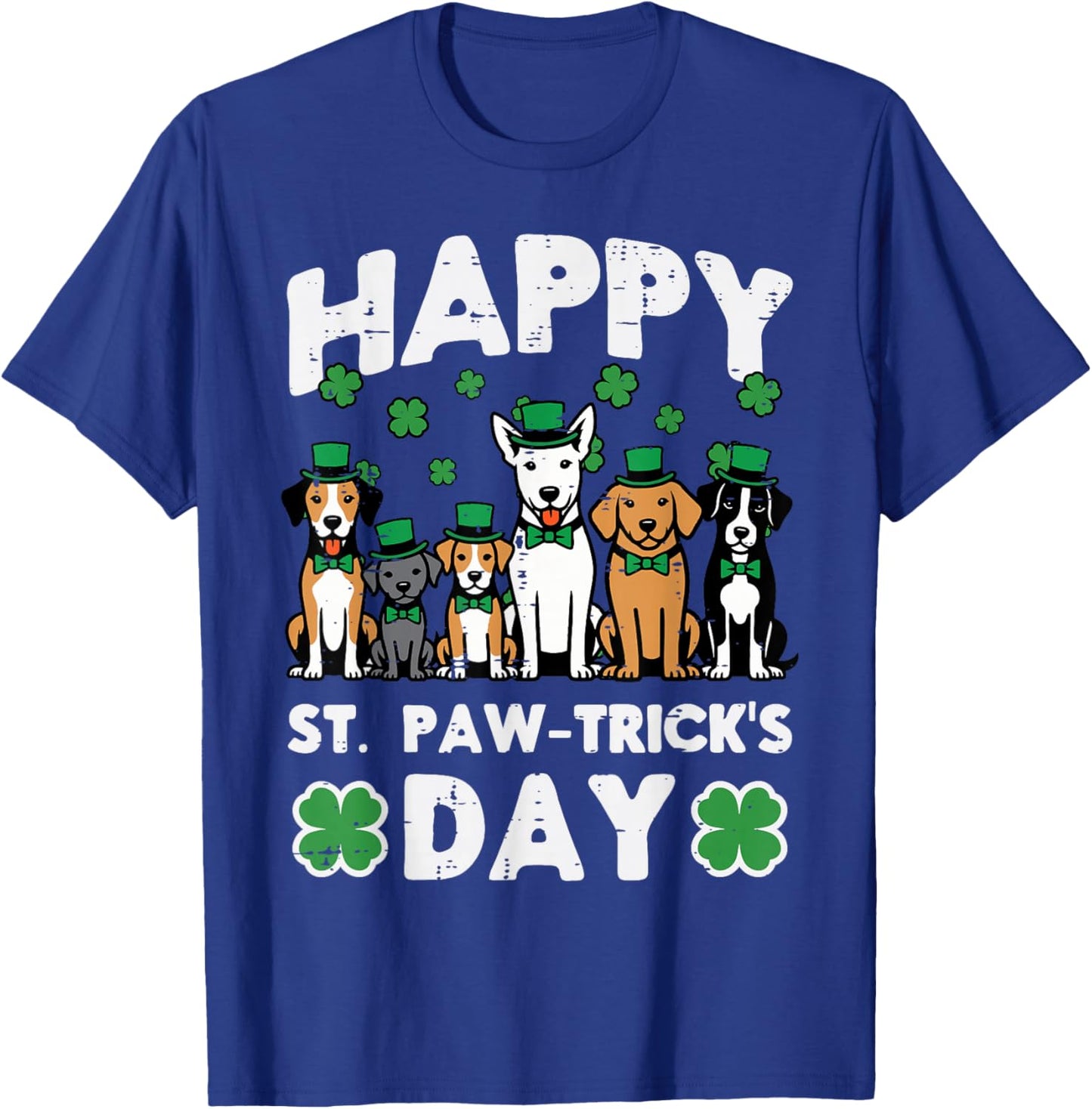 Happy St Patricks Paw Tricks Day Dogs Paddys Men Women Kids T-Shirt - T-Shirt | Royal