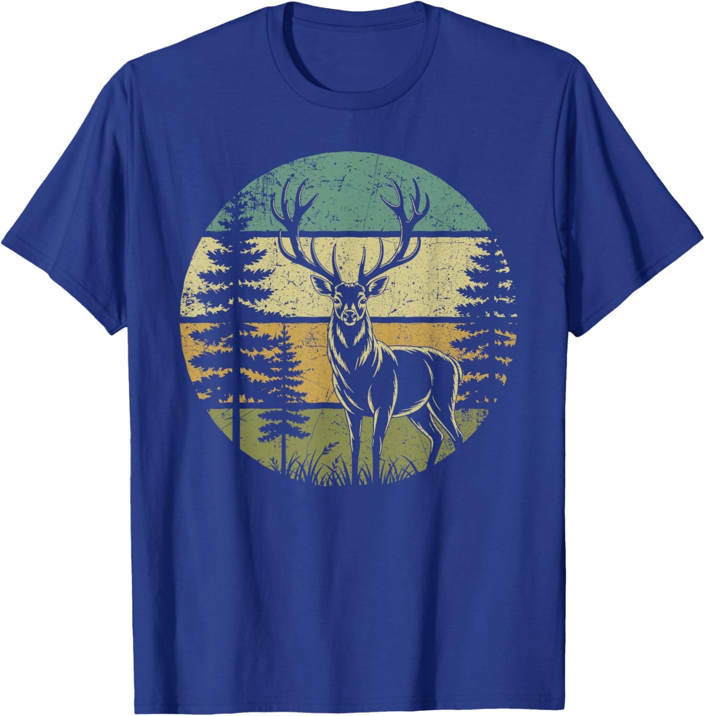 Retro Forest Deer Outdoors Nature Women Men Vintage Graphic T-Shirt - T-Shirt | Royal