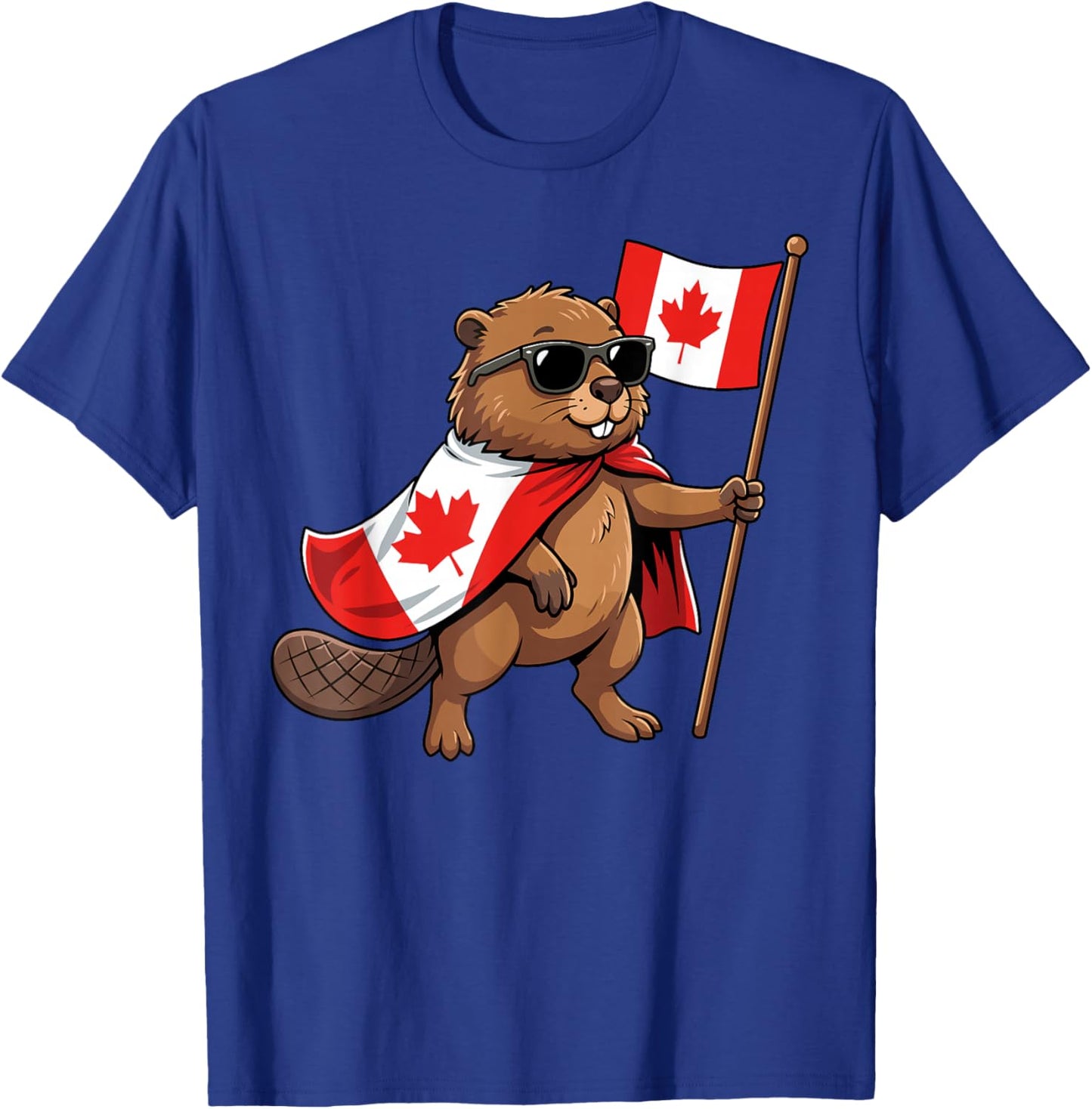 Canada Flag Beaver Men Women Kids Funny Canadian T-Shirt - T-Shirt | Royal