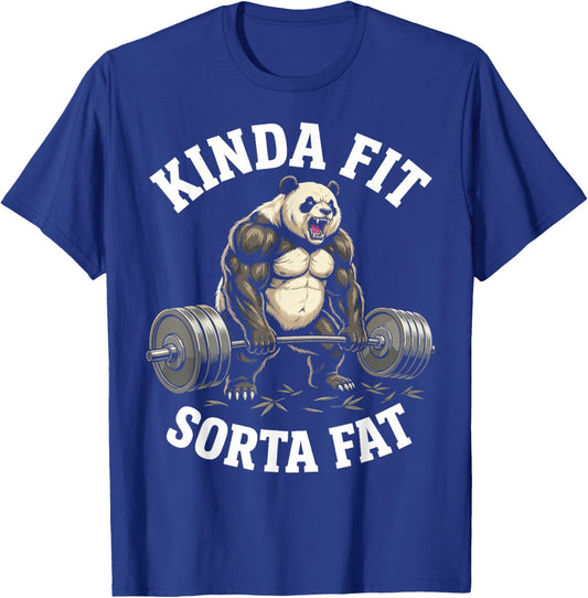 Kinda Fit Sorta Fat Funny Panda Gym Weightlifting T-Shirt - T-Shirt | Royal