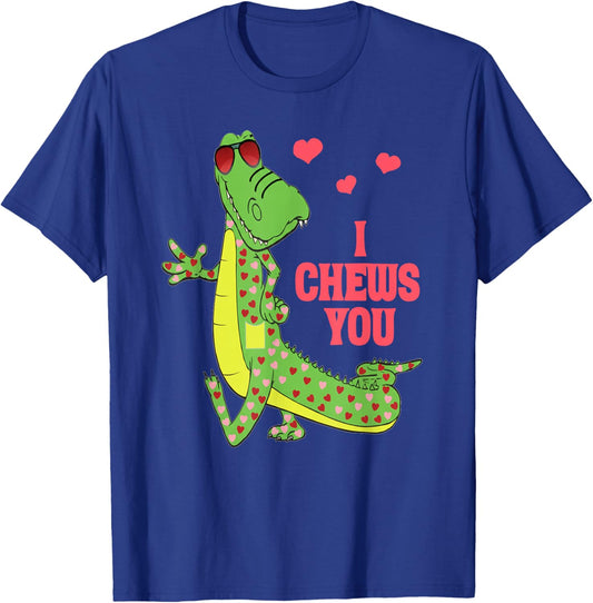 I Chews You Cute Valentine Alligator Love Design T-Shirt - T-Shirt | Royal