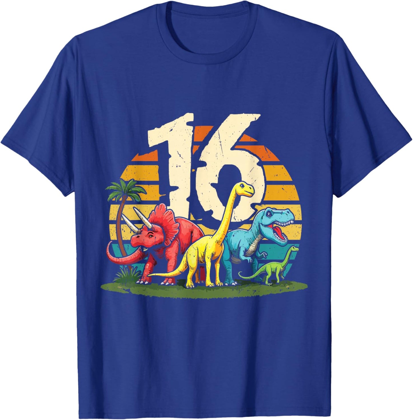 16th Birthday TRex Dinosaur 16 Year Old Boy Girl T-Shirt - T-Shirt | Royal
