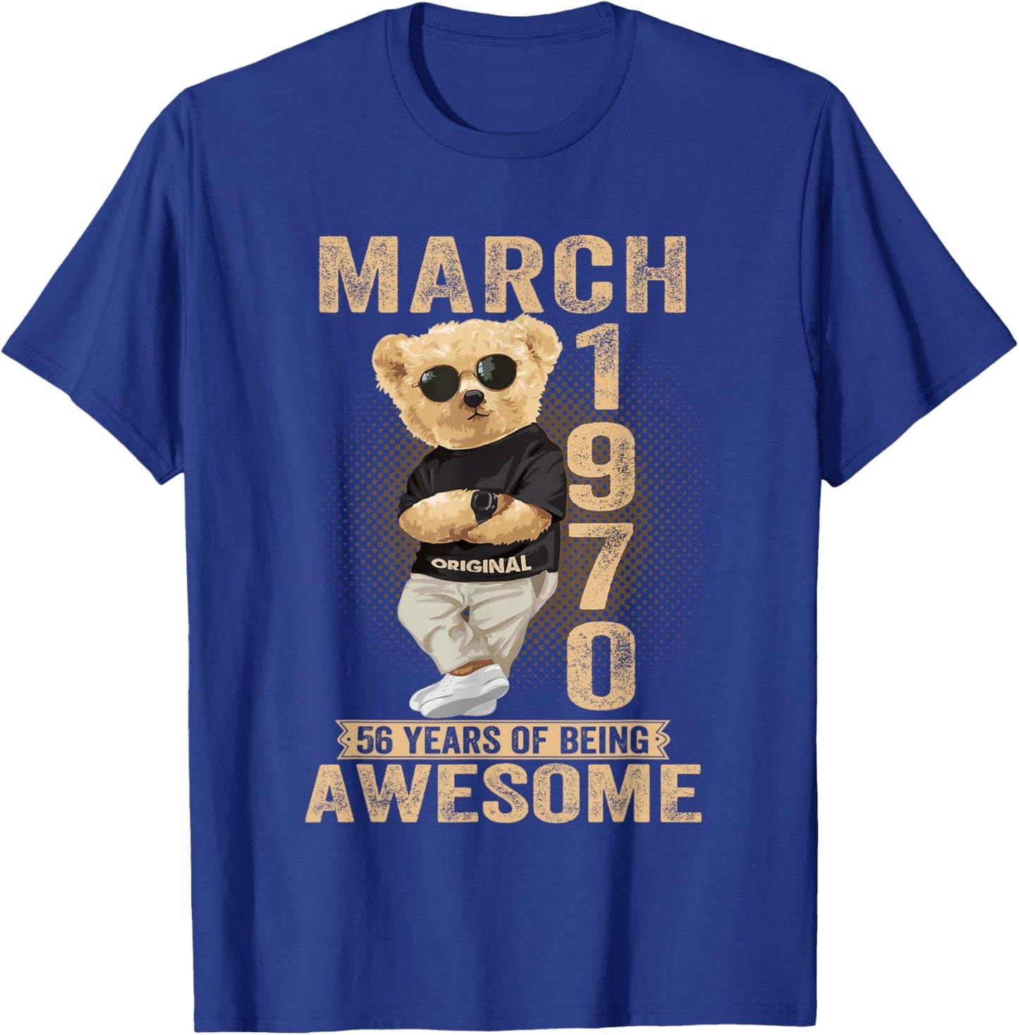 March 1970 56th Birthday 2026 Women 56 Years Teddy Bear T-Shirt - T-Shirt | Royal