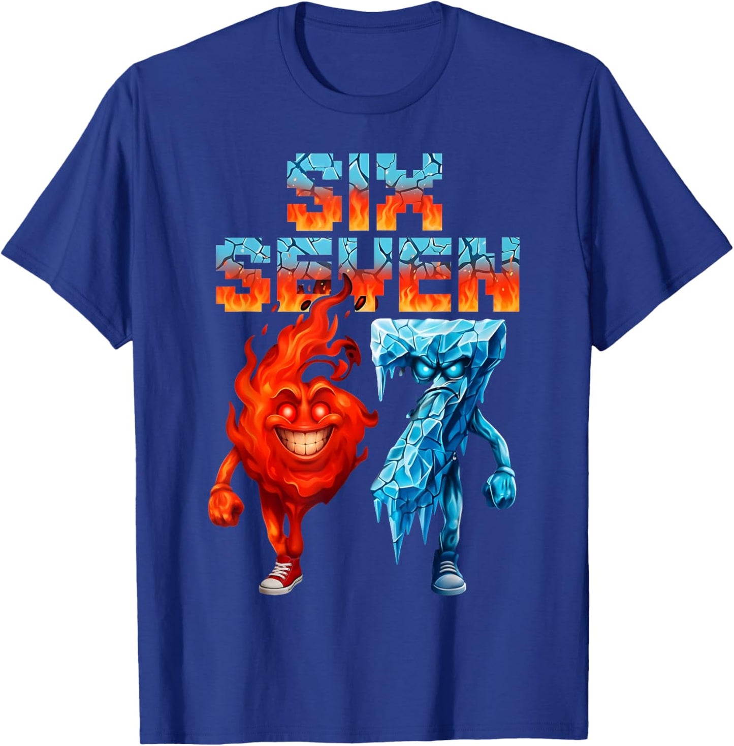 Funny Six Seven 67 Brainrot Meme Gift Teen Boys Kids T-Shirt - T-Shirt | Royal