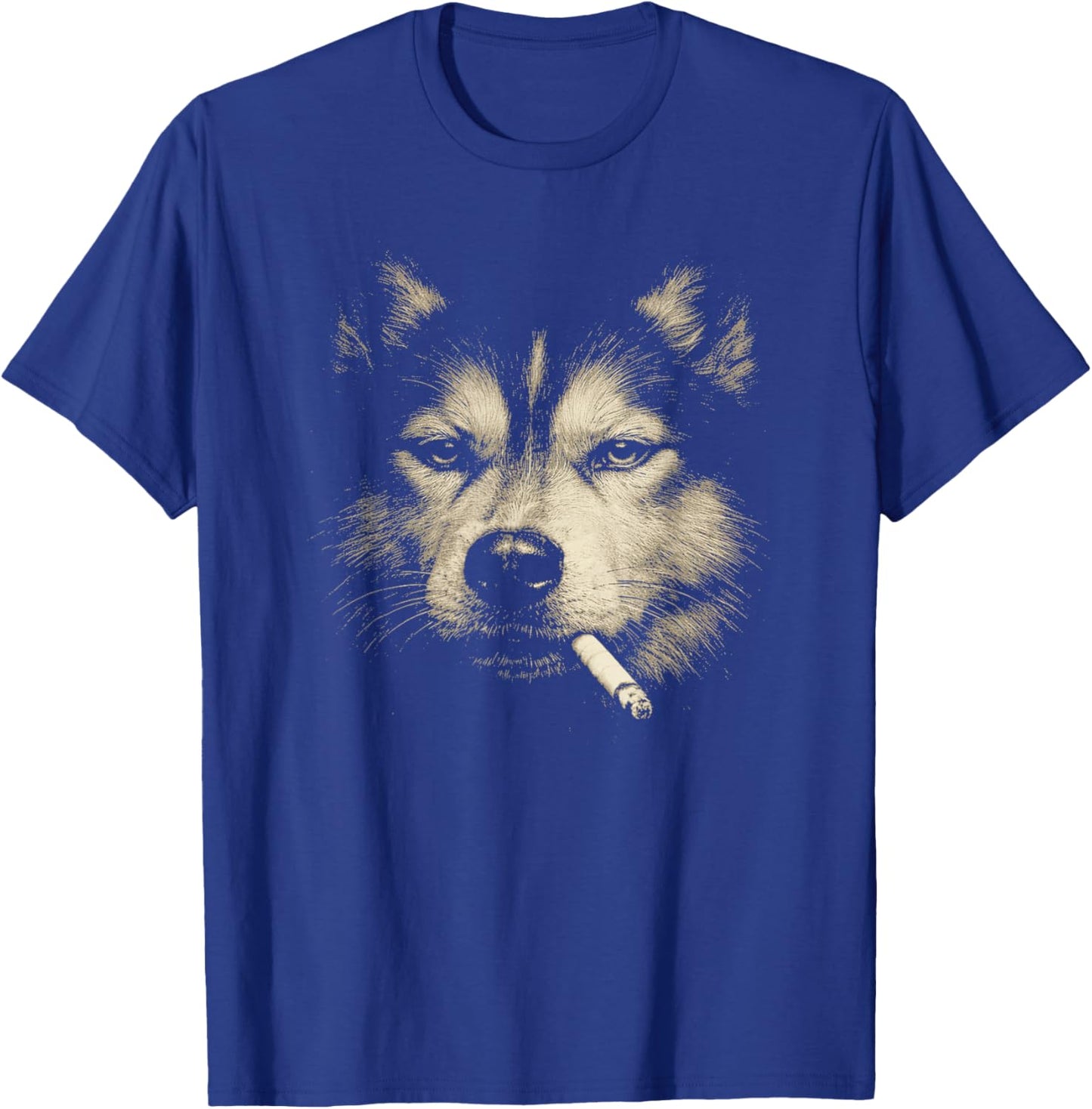 Dog Smoking Cigarette Funny Siberian Husky Meme T-Shirt - T-Shirt | Royal