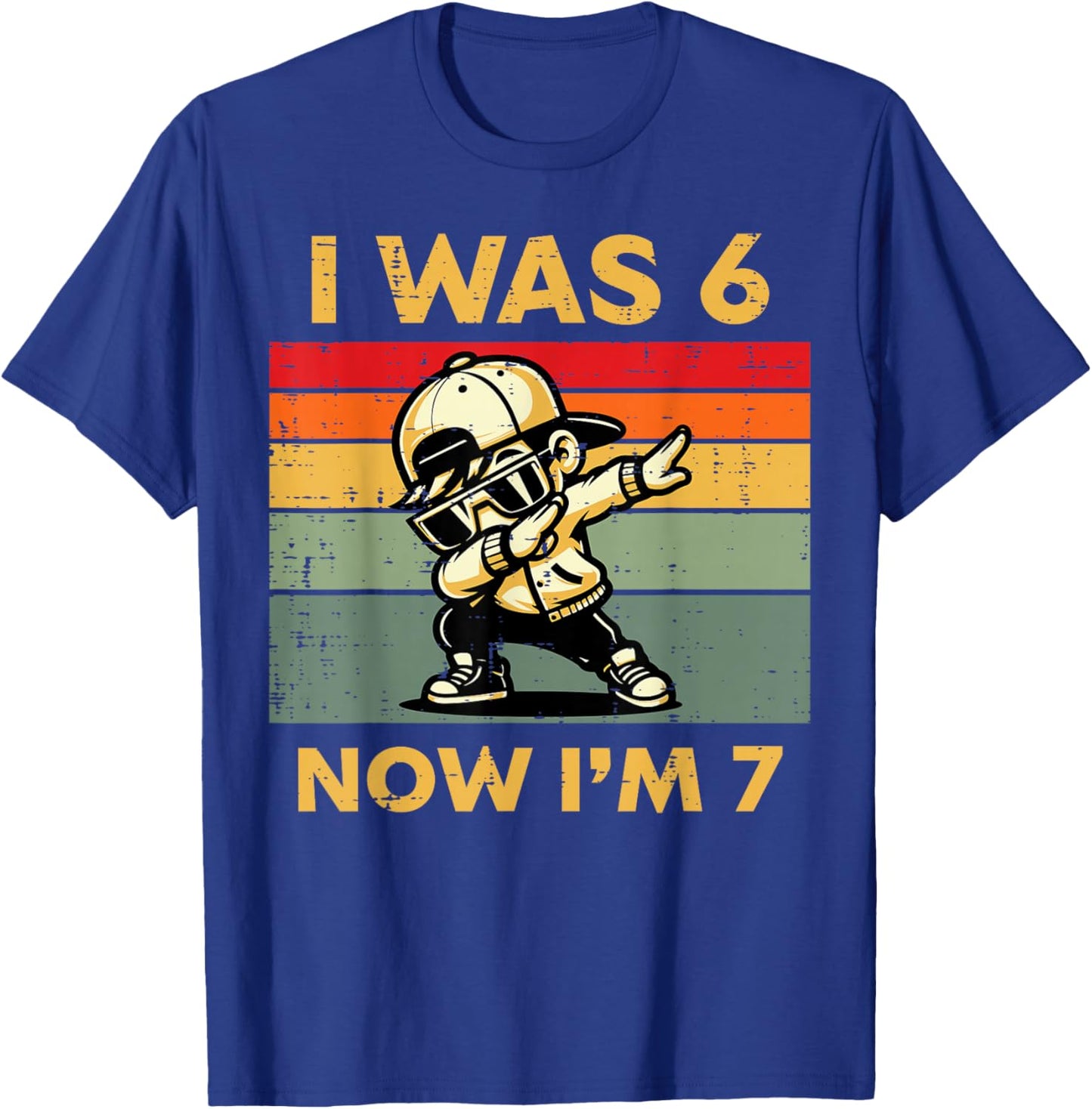 7th Birthday I was 6 Now Im 7 Dab Six Seven Boys Kids Youth T-Shirt - T-Shirt | Royal