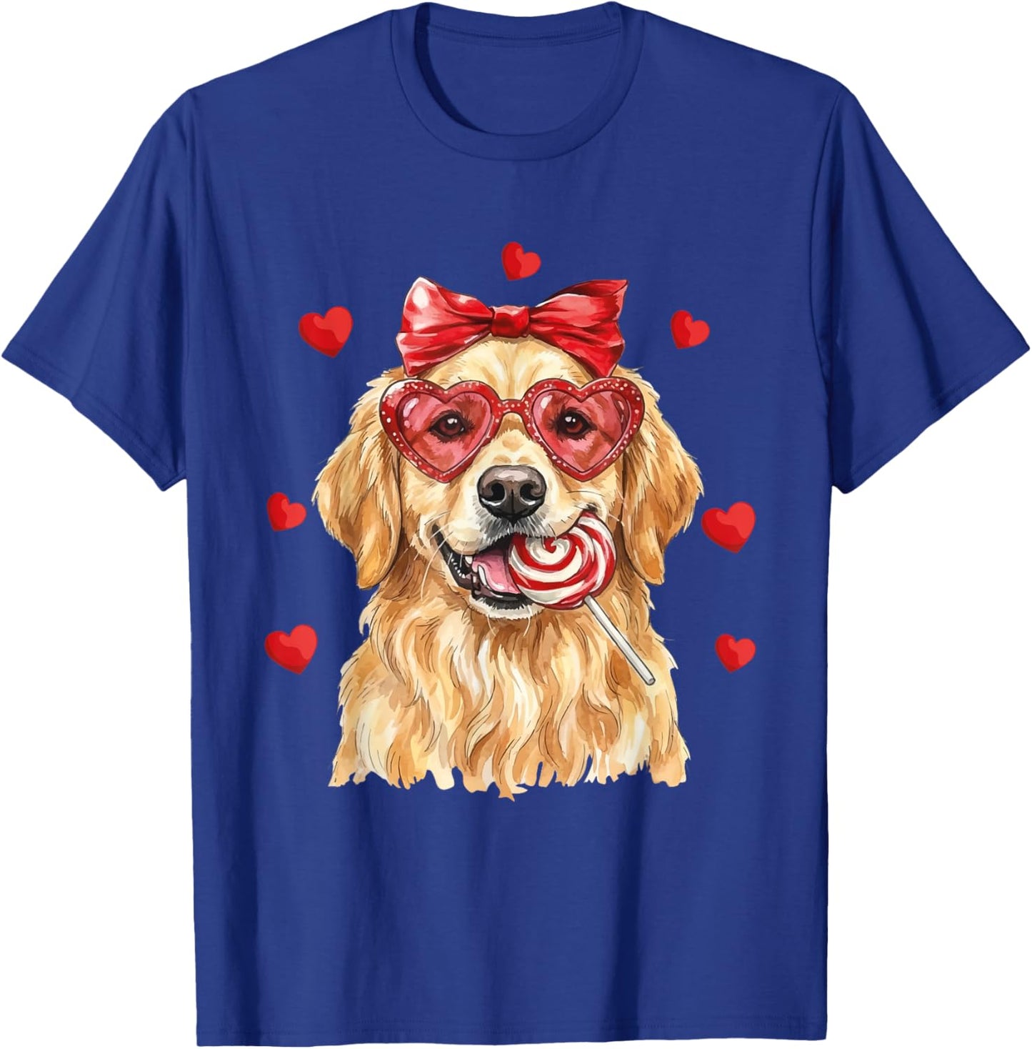 Cute Golden Retriever Valentine Heart Candy Valentines Day T-Shirt - T-Shirt | Royal