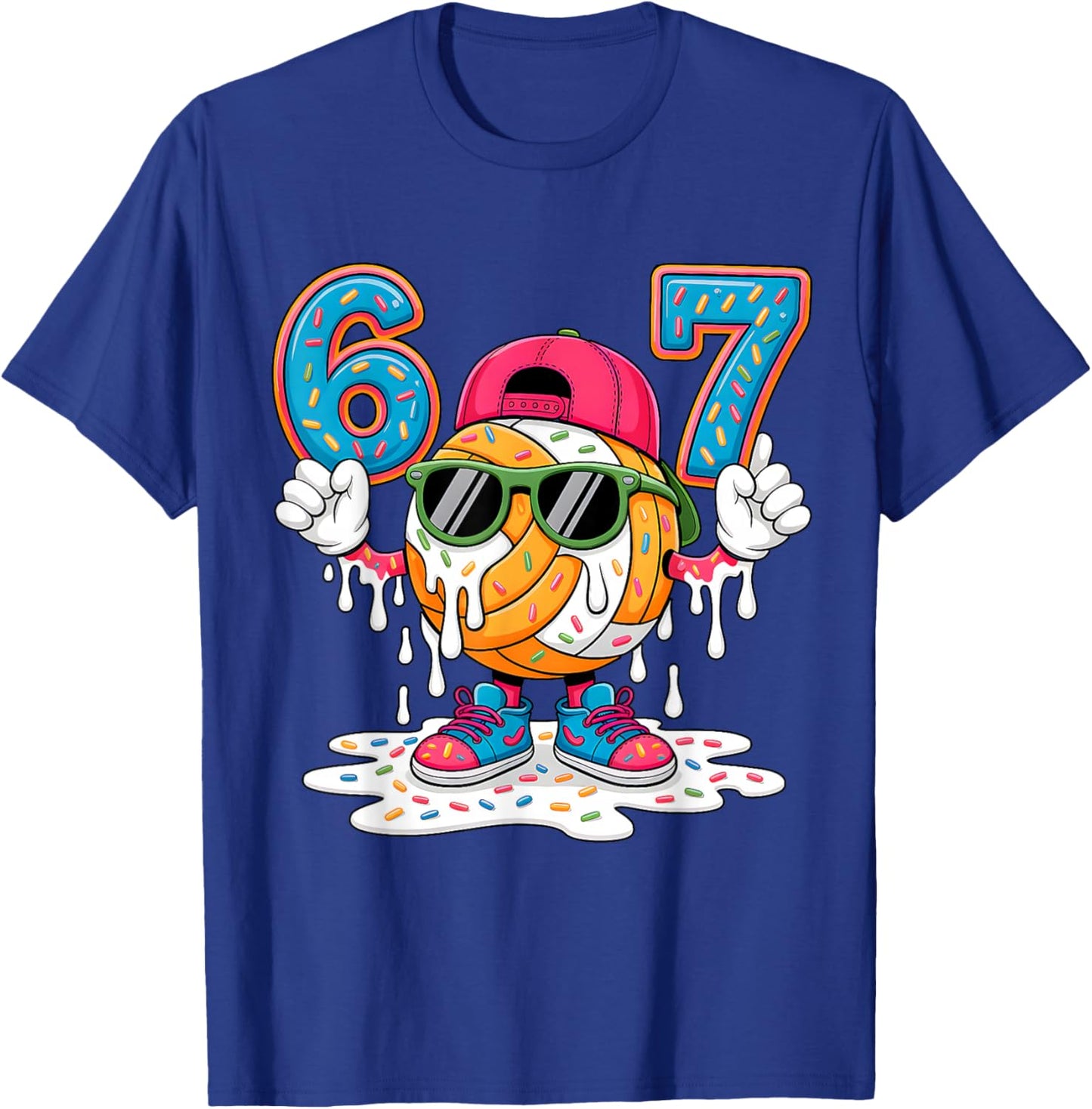 67 Meme Six Seven 6 7 Meme Funny Basketball Ice Cream Drip T-Shirt - T-Shirt | Royal