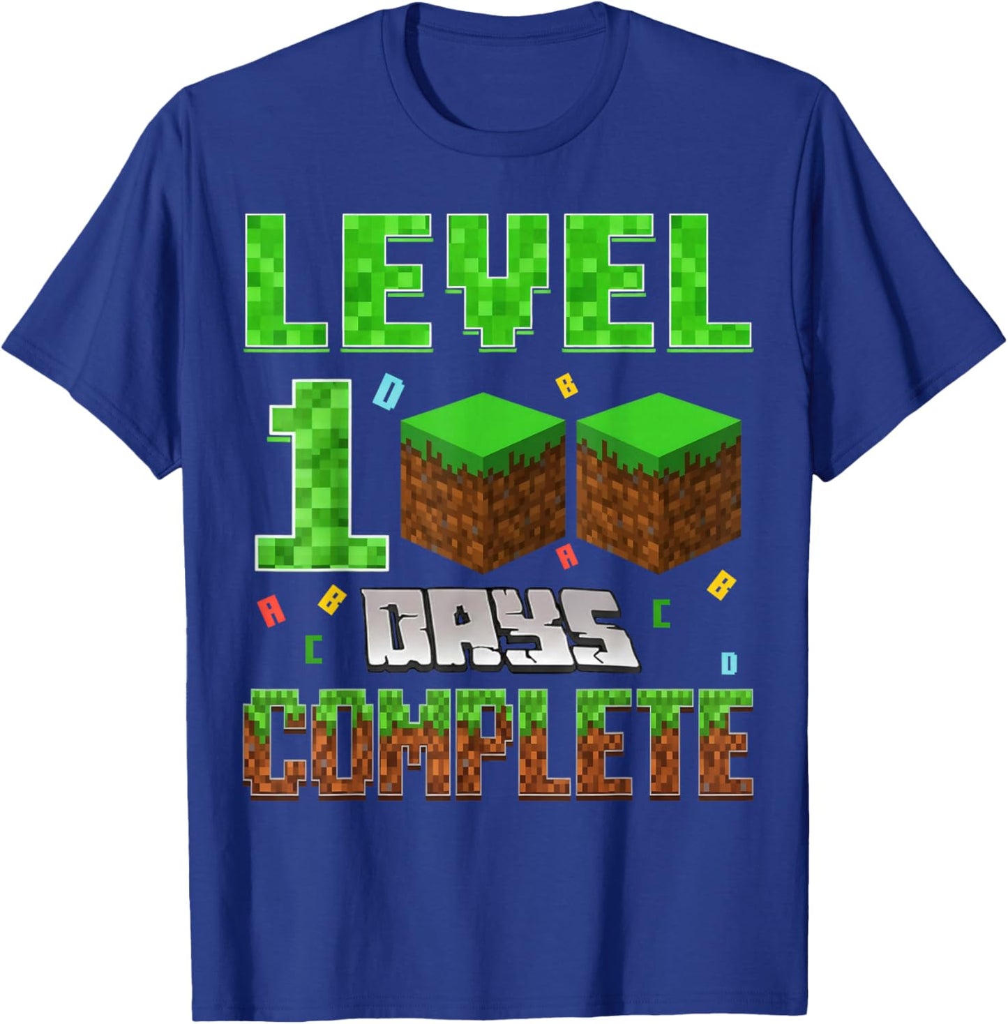 Level 100 Days Complete Video Gamer School Gift Boy Kids T-Shirt - T-Shirt | Royal