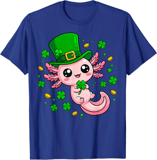 Axolotl St Patricks Day Saint Pattys Boys Girls Kids Women T-Shirt - T-Shirt | Royal