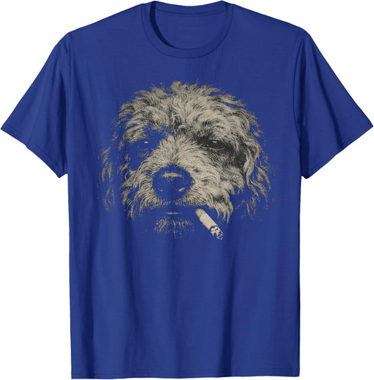 Funny Smoking Goldendoodle Vintage Y2K Grunge Dog Graphic T-Shirt - T-Shirt | Royal