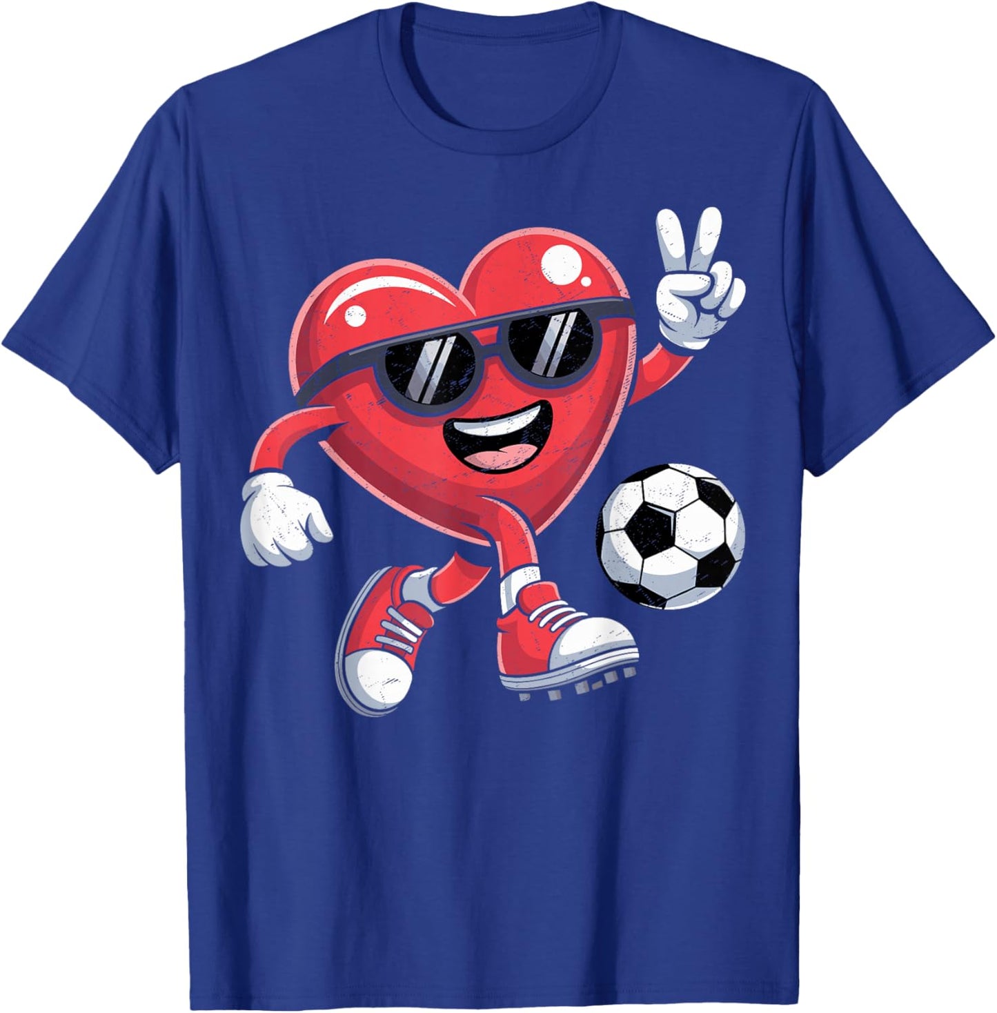 Valentines Day Heart Playing Soccer Boys Men Kids T-Shirt - T-Shirt | Royal