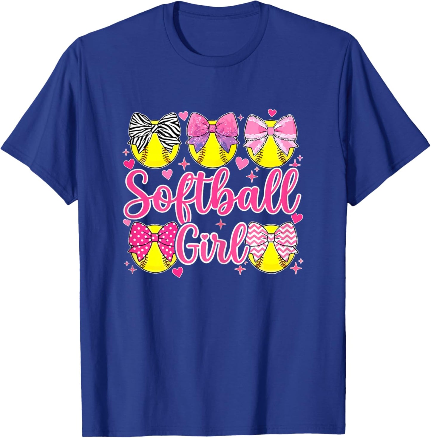 Softball Girl Coquette Bow T-Shirt - T-Shirt | Royal