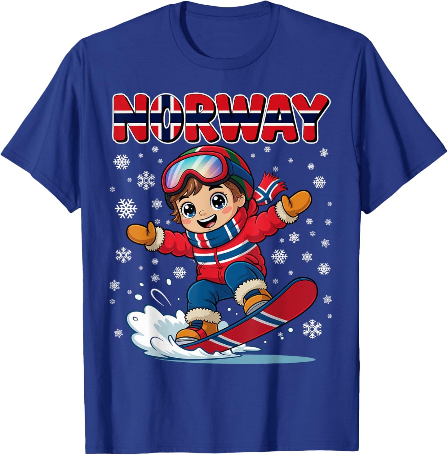 Norway Snowboard Kid Norge Flag for Boys Kids T-Shirt - T-Shirt | Royal