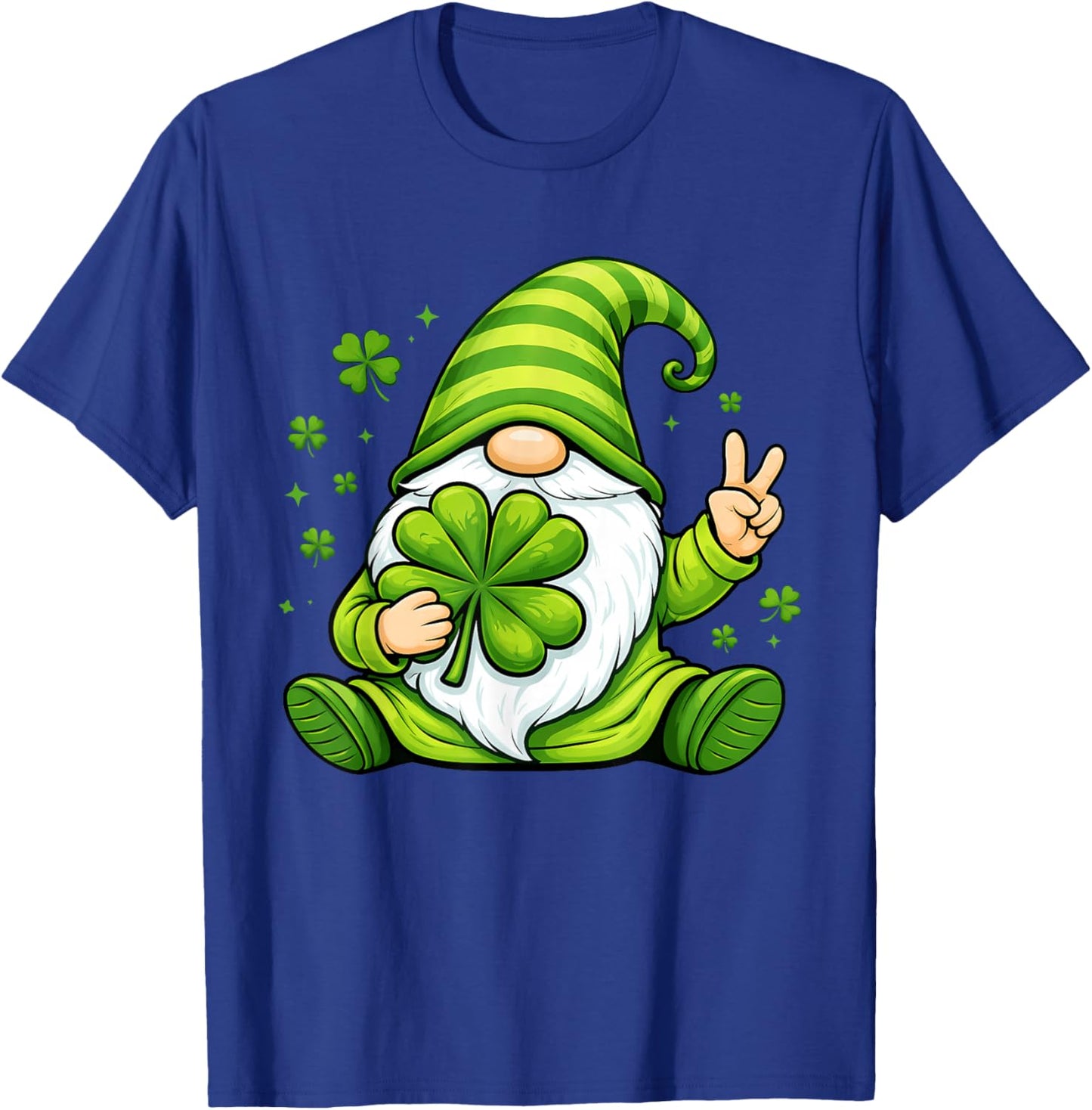 Cute Gnome with Lucky Shamrock St Patrick's Day Women Girls T-Shirt - T-Shirt | Royal