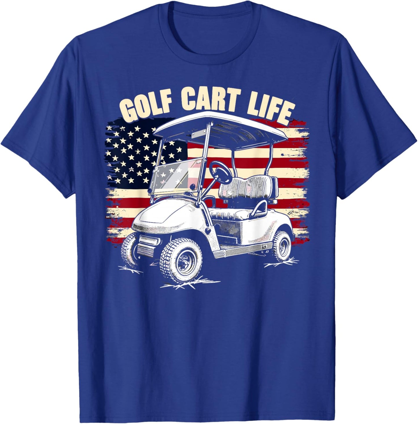 Golf Cart Life US Flag Golfing Golfer Girl Male Golf Player T-Shirt - T-Shirt | Royal