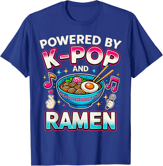 Powered by K-Pop and Ramen Korean T-Shirt - T-Shirt | Royal
