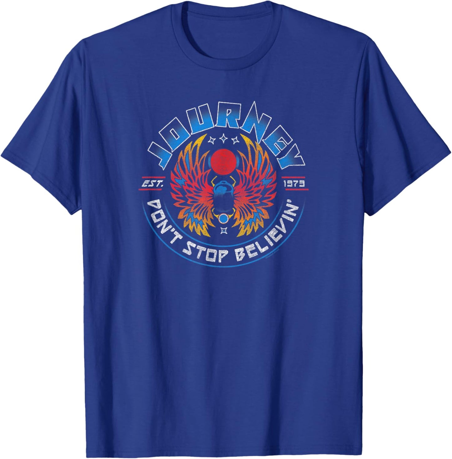 Journey Est 1973 Space Beetle Round Logo Vintage Band T-Shirt - T-Shirt | Royal