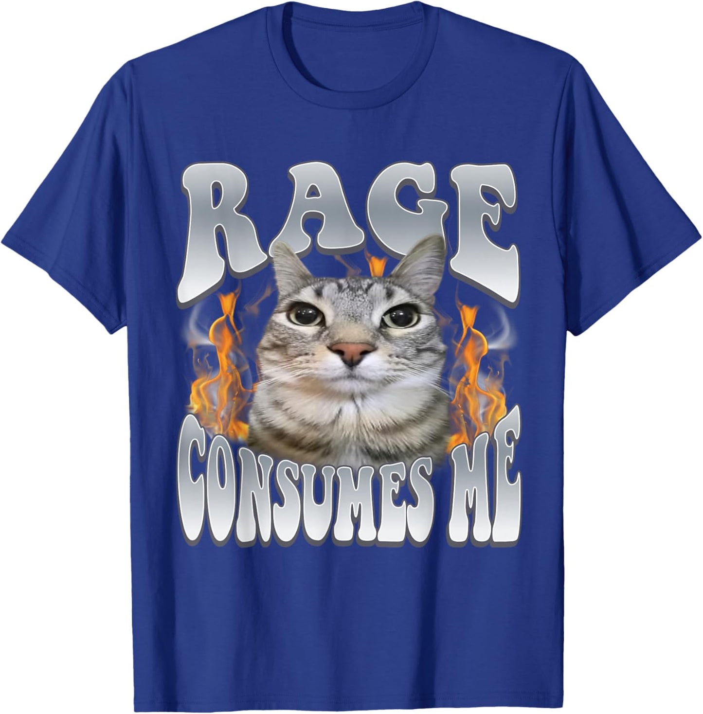 Rage Consumes Me Funny Cat Meme Vintage Unhinged Kitten T-Shirt - T-Shirt | Royal