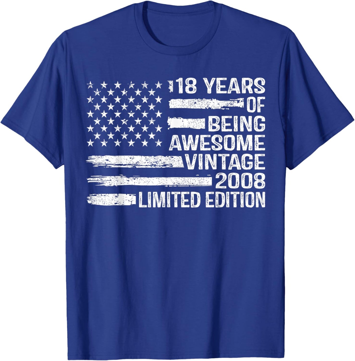 18 Years Old Birthday Vintage American Flag 18th Birthday T-Shirt - T-Shirt | Royal