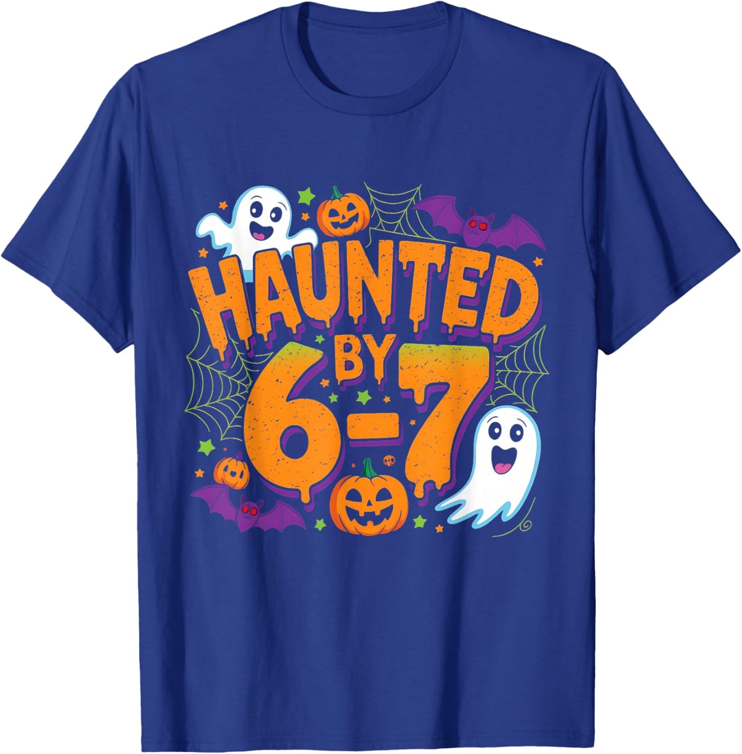 Haunted by 6-7 Halloween Funny Ghosts and Spiders Boy Girl T-Shirt - T-Shirt | Royal