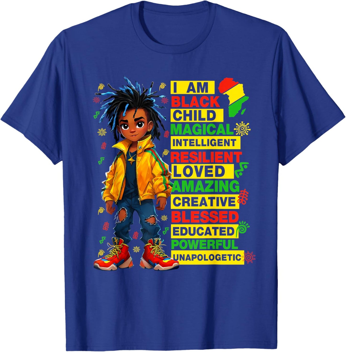 I am Black History Month Shirt Kids Boys African American T-Shirt - T-Shirt | Royal