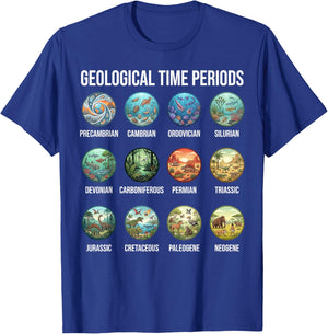 Geological Time Periods Chart Paleontology & Earth History T-Shirt - T-Shirt | Royal