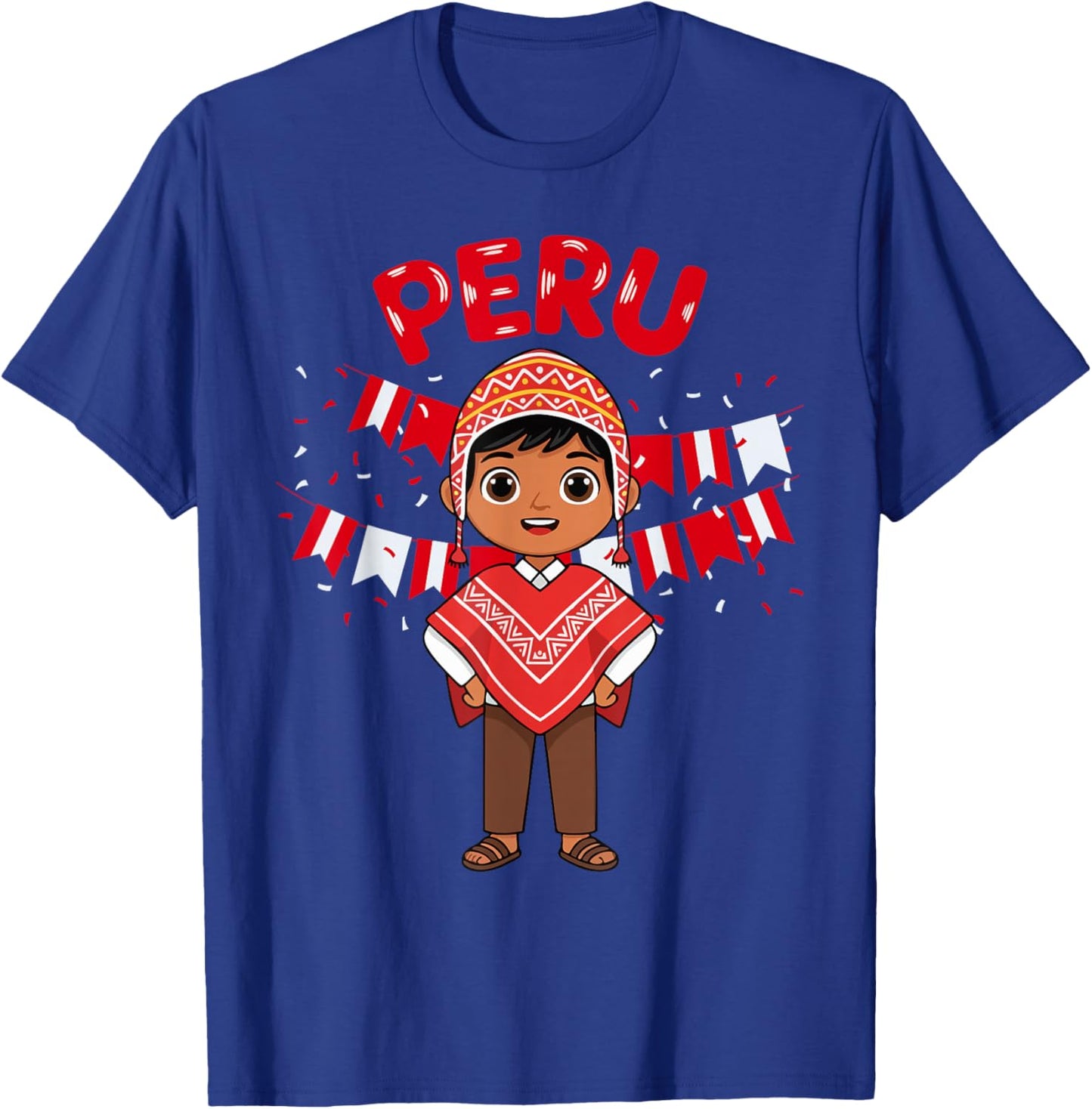 Peru Peruvian Boy Traditional Outfit Wear Flag Heritage T-Shirt - T-Shirt | Royal