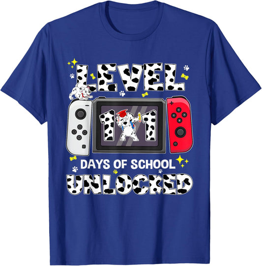Level Unlocked 100 Days of School 101 Days Game Controller T-Shirt - T-Shirt | Royal